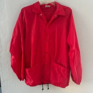 Duckster Sportswear Red Jacket Windbreaker Rain Snap Lightweight Men's Small